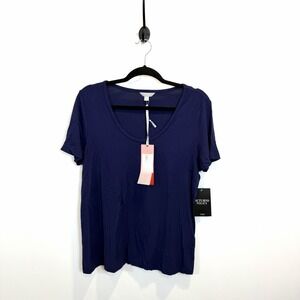 NWT Pure Collection US 14/16 Soft Jersey Scoop Neck Top Stretch Knit Navy